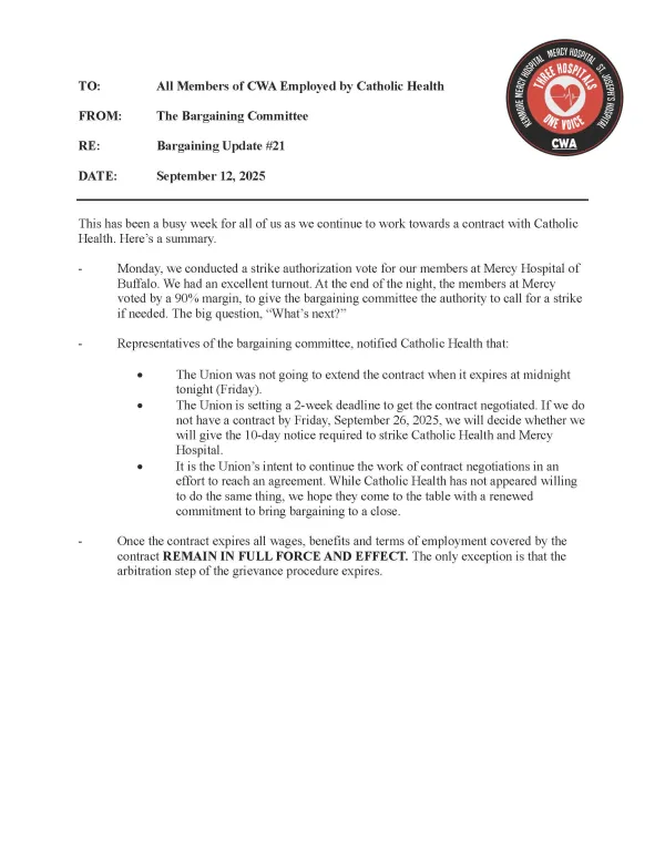 CHS Bargaining Update #21.2 | CWA Local 1168