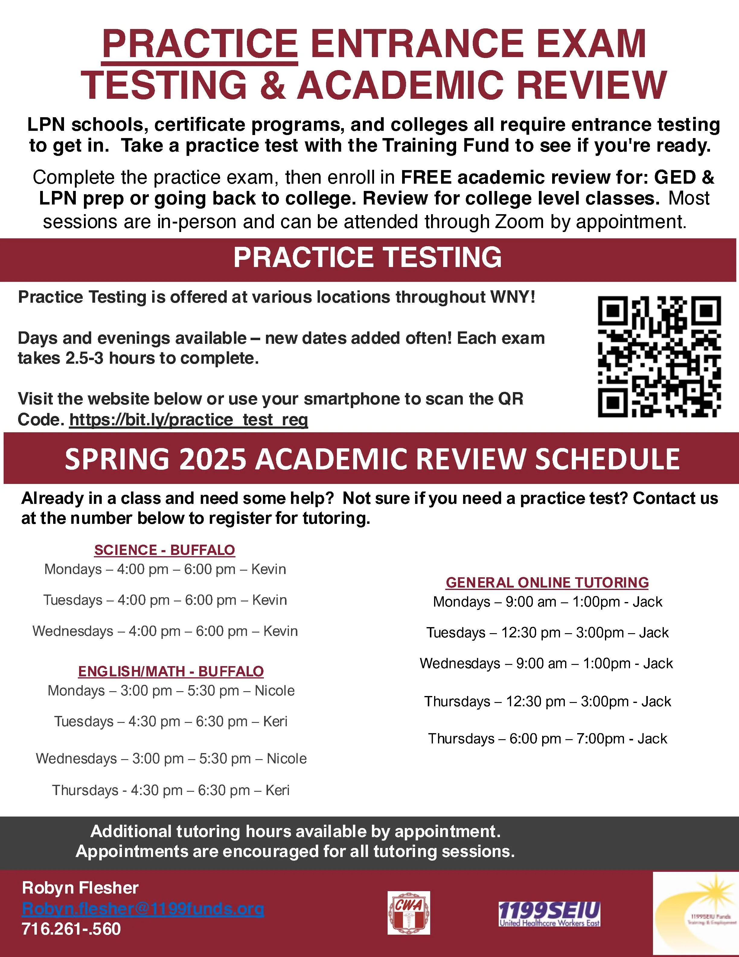 Practice testing and Tutoring Flyer 2.25