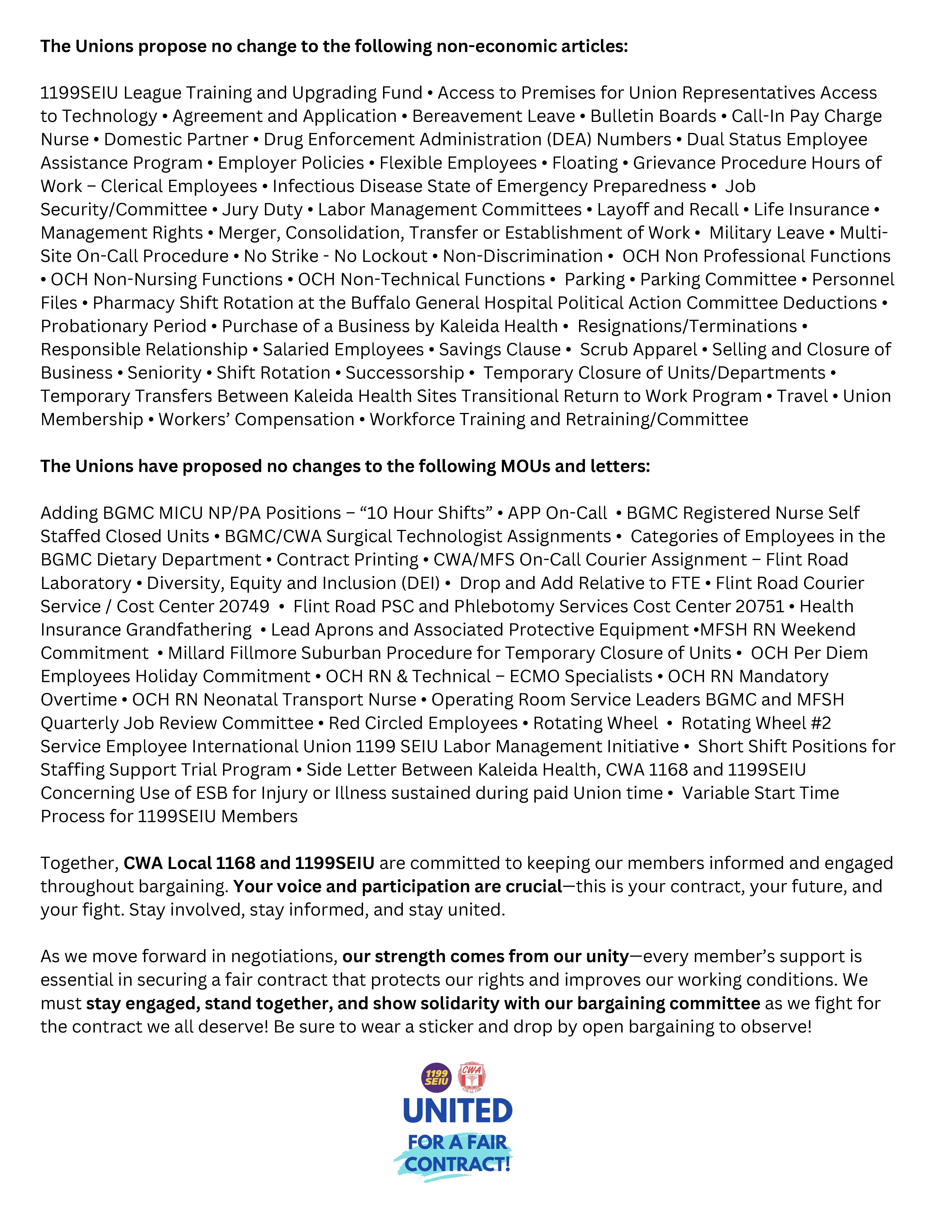 KH Bargaining Update : Week 1