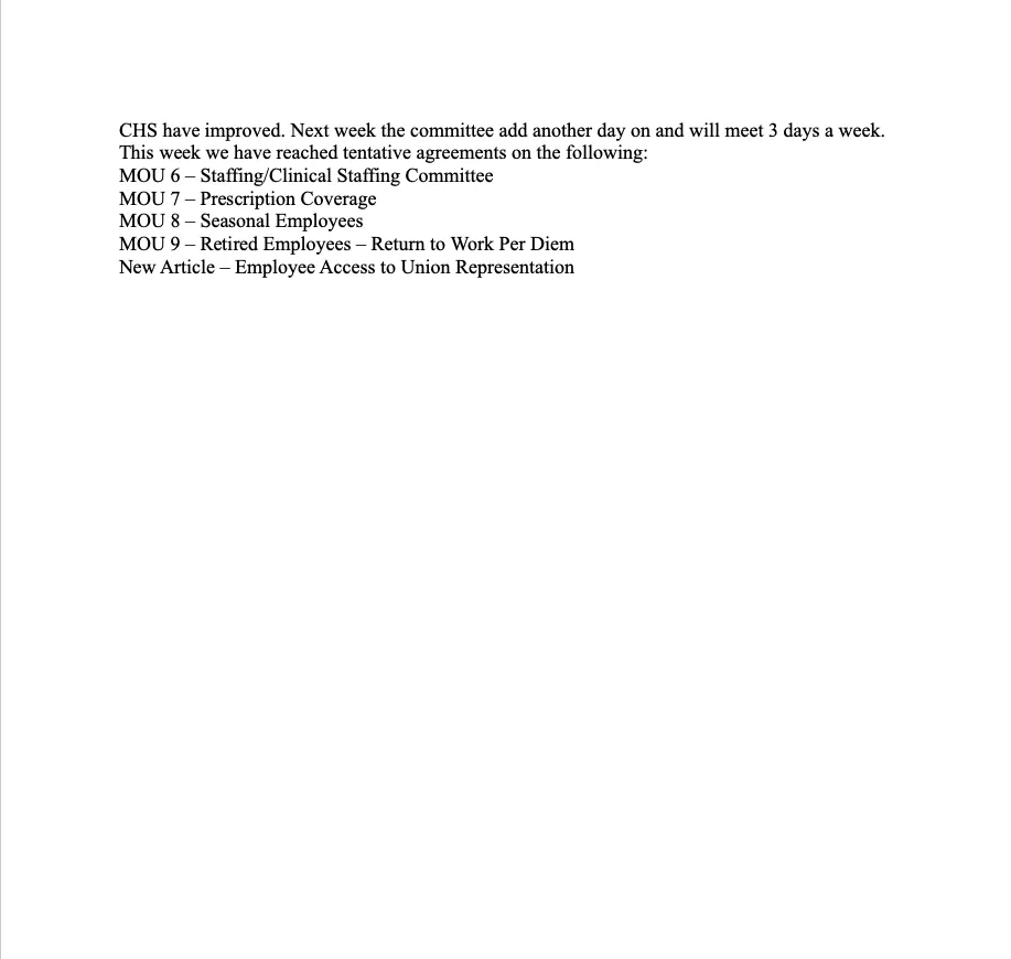 CHS Bargaining Update 7.2