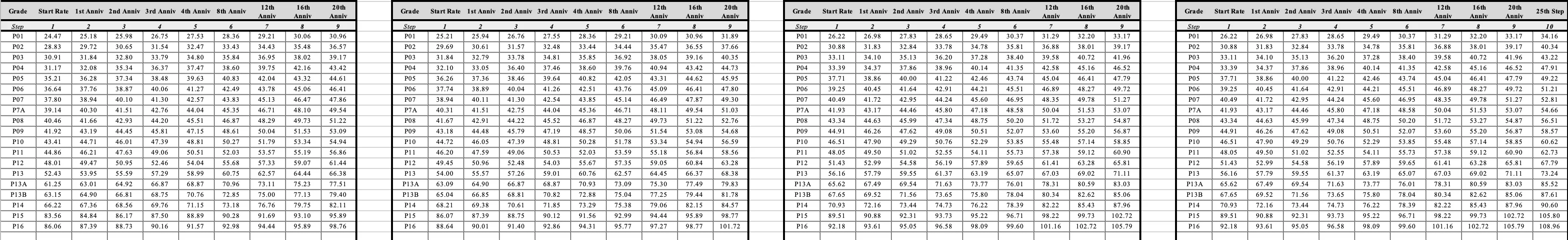 Professional Wage Scales