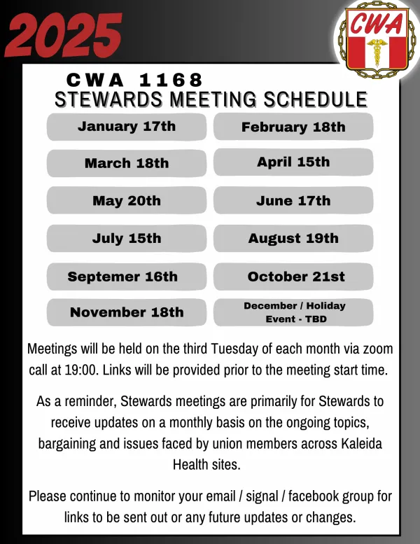 Stewards Meeting Schedule
