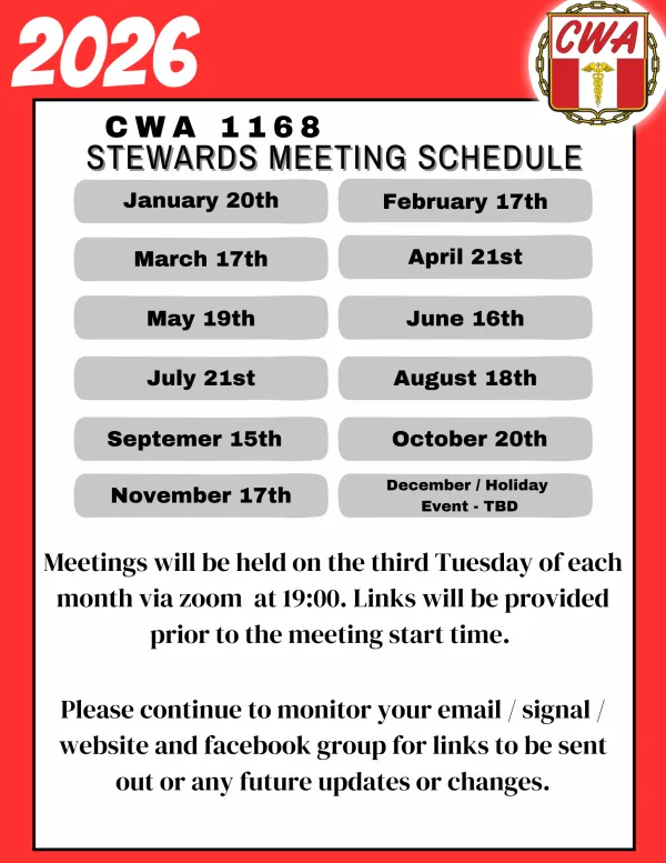 2026 Stewards Meeting Schedule